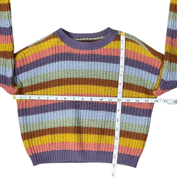 Art Class Purple and Yellow Crew Neck Cropped Sweater - M (7/8) - Picture 4 of 7